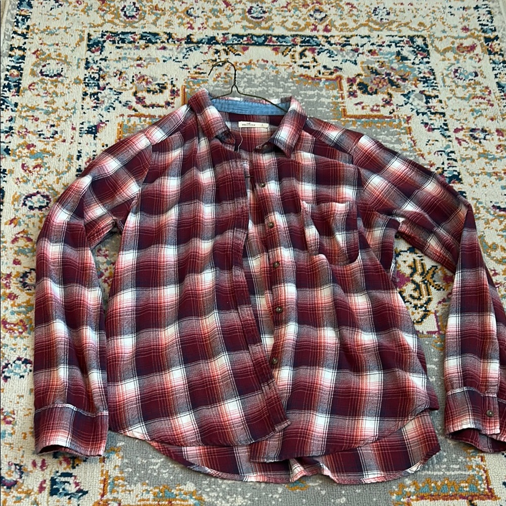 Hollister Red Plaid Button Down Shirt